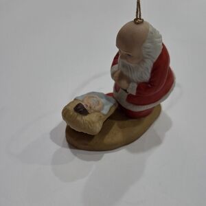 1985 Roman  "The Kneeling Santa" Santa and Baby Jesus Figurine